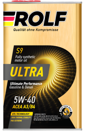 Моторное масло Rolf Ultra 5W-40 1л. синтетическое. API SP; ACEA A3/B4; MB 229.3/229.5/226.5; Opel GM-LL-A/B-025; Porsche A40;RN 0700/0710; VW 502 00/505 00;PSA B71 2296; BMW LL-01