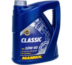 Моторное масло MANNOL Classic 10W-40 4 л. полусинтетическое. SN/CH-4/ACEA A3/B3, A3/B4 OEM JASO MA2, VOLKSWAGEN 505 00/502 00/501 01/ 500 00, MB 229.3, MB 229.1, PSA B71 2296, RENAULT RN0700/ RN0710