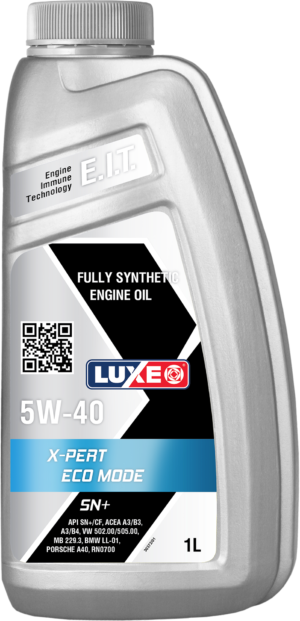 Моторное масло LUXEO X-PERT ECO MODE 5W-40 SN+ 1л. синтетическое. API SN+/CF ACEA A3/B3, A3/B4 VW 502.00/505.00 MB 229.3 BMW LL-01 PORSCHE A40 RN0700, RN0710 GM LL-B-025