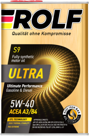 Моторное масло Rolf Ultra 5W-40 4л. синтетическое. API SP; ACEA A3/B4; MB 229.3/229.5/226.5; Opel GM-LL-A/B-025; Porsche A40;RN 0700/0710; VW 502 00/505 00;PSA B71 2296; BMW LL-01