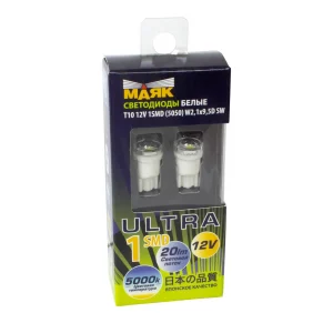Светодиод Т10 (w5w) 12v 2SMD МАЯК ultra