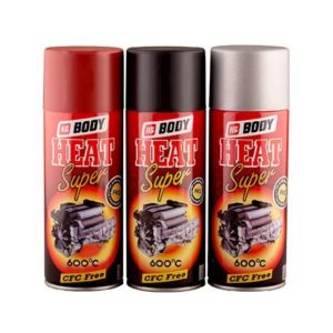 HB Body Спрей-краска HEAT SUPER термостойкая +600ºС. 400мл. ( чёрная, серебро )